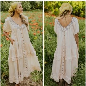 Free People Sunday Stroll Maxi Dress In Ivory size XS oversized dress fits Med